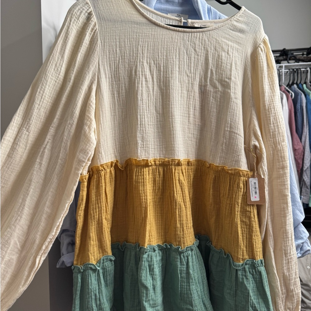 Colorblock Long Sleeve Blouse
